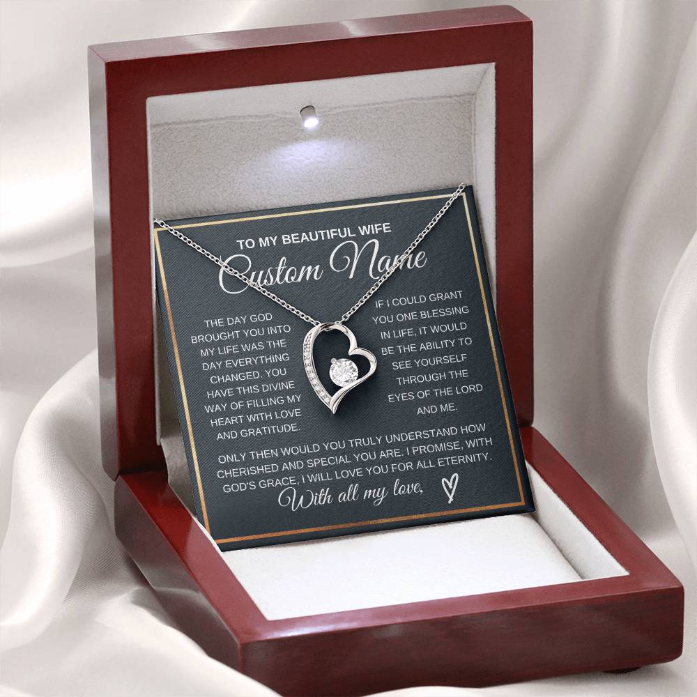 Personalized Gift to my Wife Forever Love Necklace 14k Gold Finish