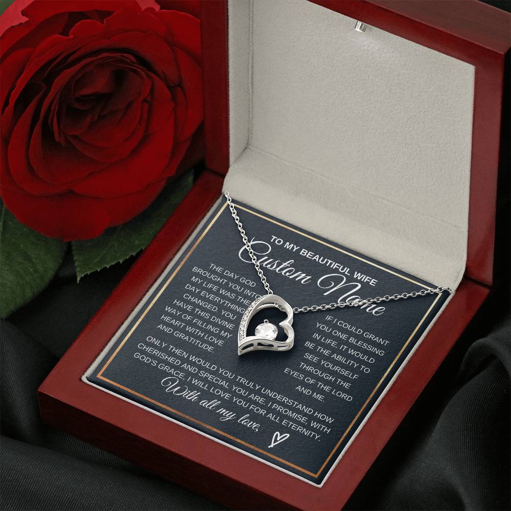 Personalized Gift to my Wife Forever Love Necklace 14k Gold Finish