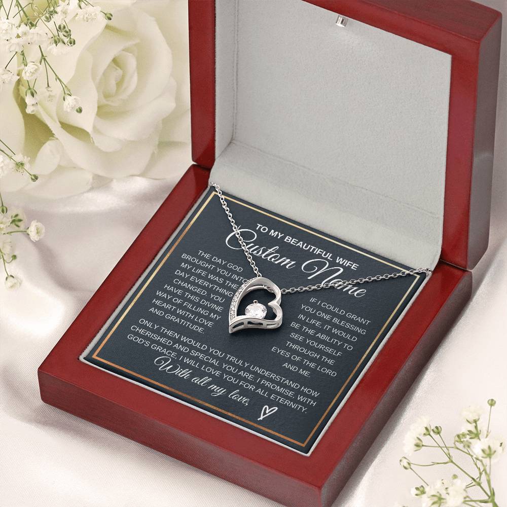 Personalized Gift to my Wife Forever Love Necklace 14k Gold Finish