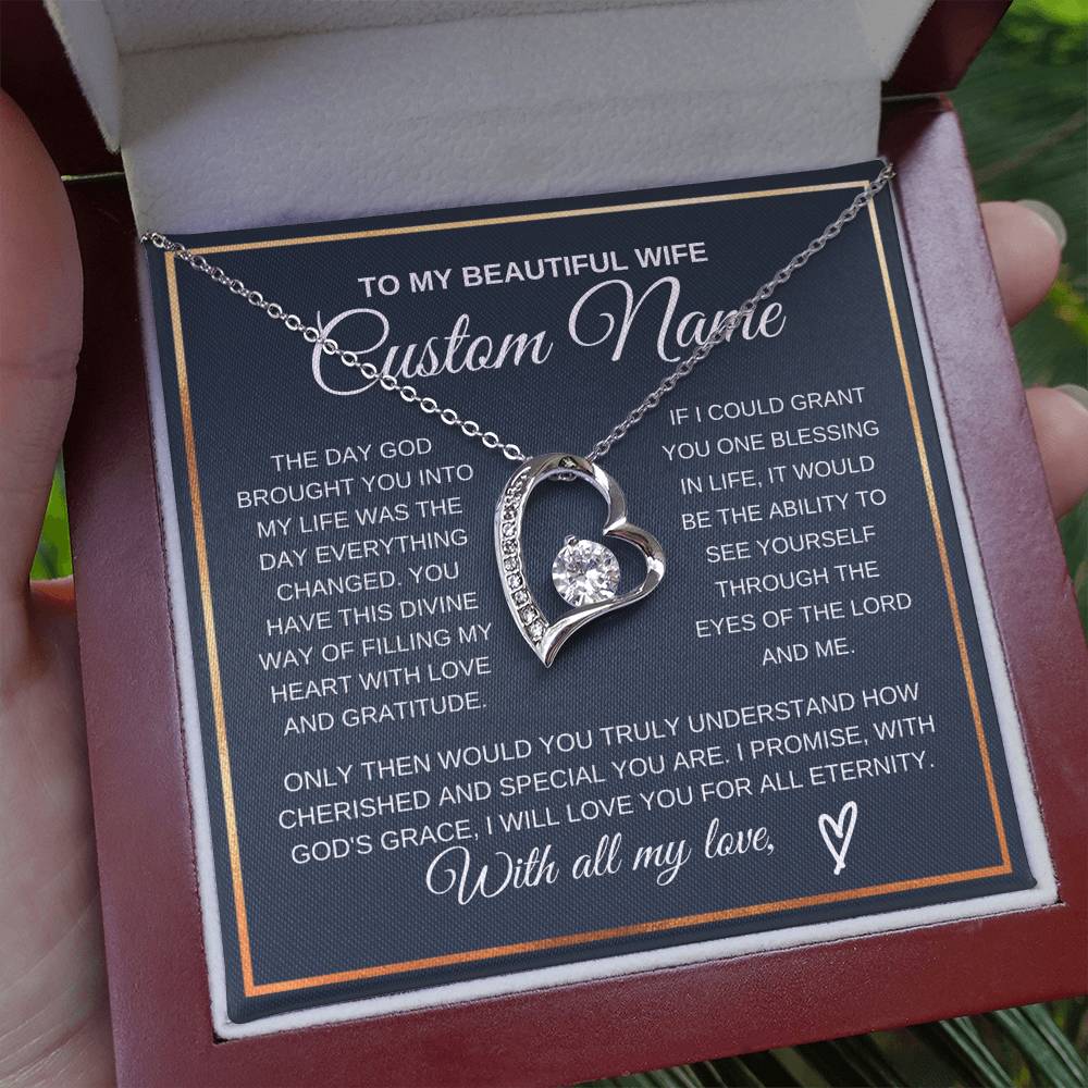 Personalized Gift to my Wife Forever Love Necklace 14k Gold Finish