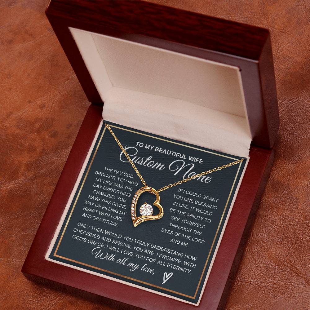 Personalized Gift to my Wife Forever Love Necklace 14k Gold Finish
