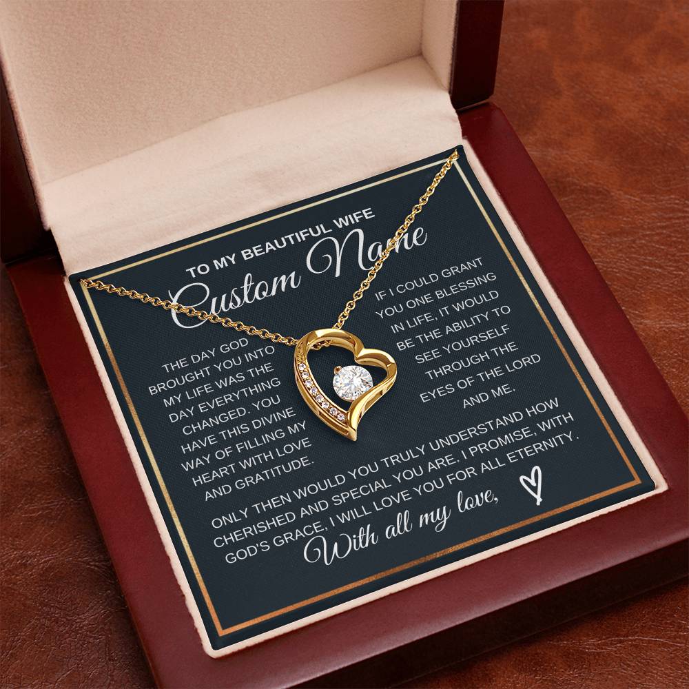 Personalized Gift to my Wife Forever Love Necklace 14k Gold Finish