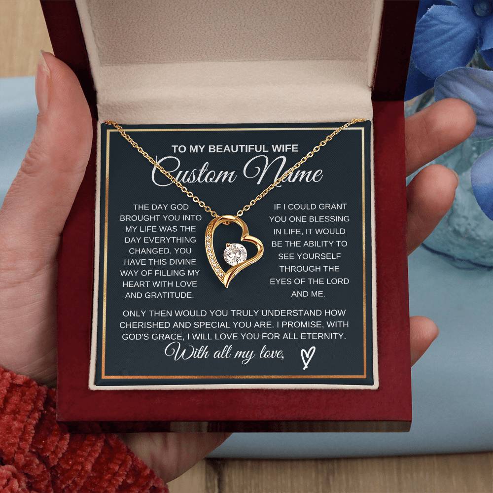 Personalized Gift to my Wife Forever Love Necklace 14k Gold Finish