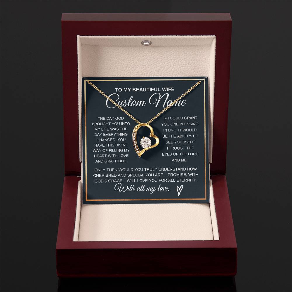 Personalized Gift to my Wife Forever Love Necklace 14k Gold Finish