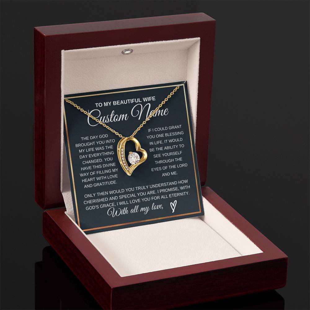 Personalized Gift to my Wife Forever Love Necklace 14k Gold Finish