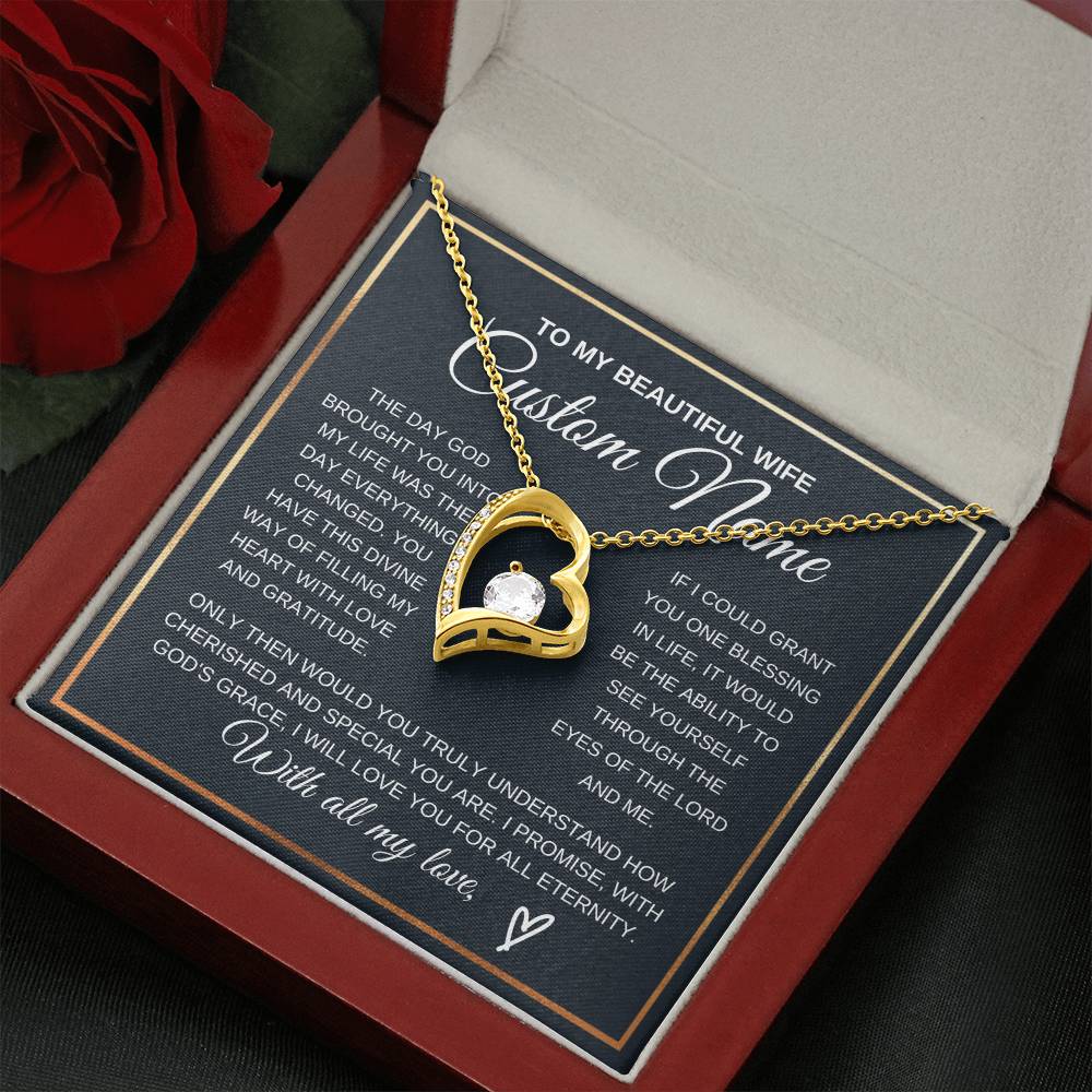Personalized Gift to my Wife Forever Love Necklace 14k Gold Finish