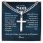 Engraved Cross with  Cuban Chain - Personalized Gift for Son