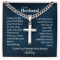 Cuban Link Chain and Engraved Cross - Gift for Husband