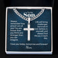 Engraved Cross with  Cuban Chain - Personalized Gift for Son