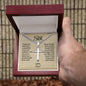 Cuban Chain with Engraved Cross - Personalized Gift for Son