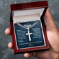 Engraved Cross with  Cuban Chain - Personalized Gift for Son