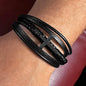 Men's Cross Leather Bracelet - Gift for Husband