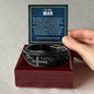 Men's Cross Leather Bracelet - Gift for Husband