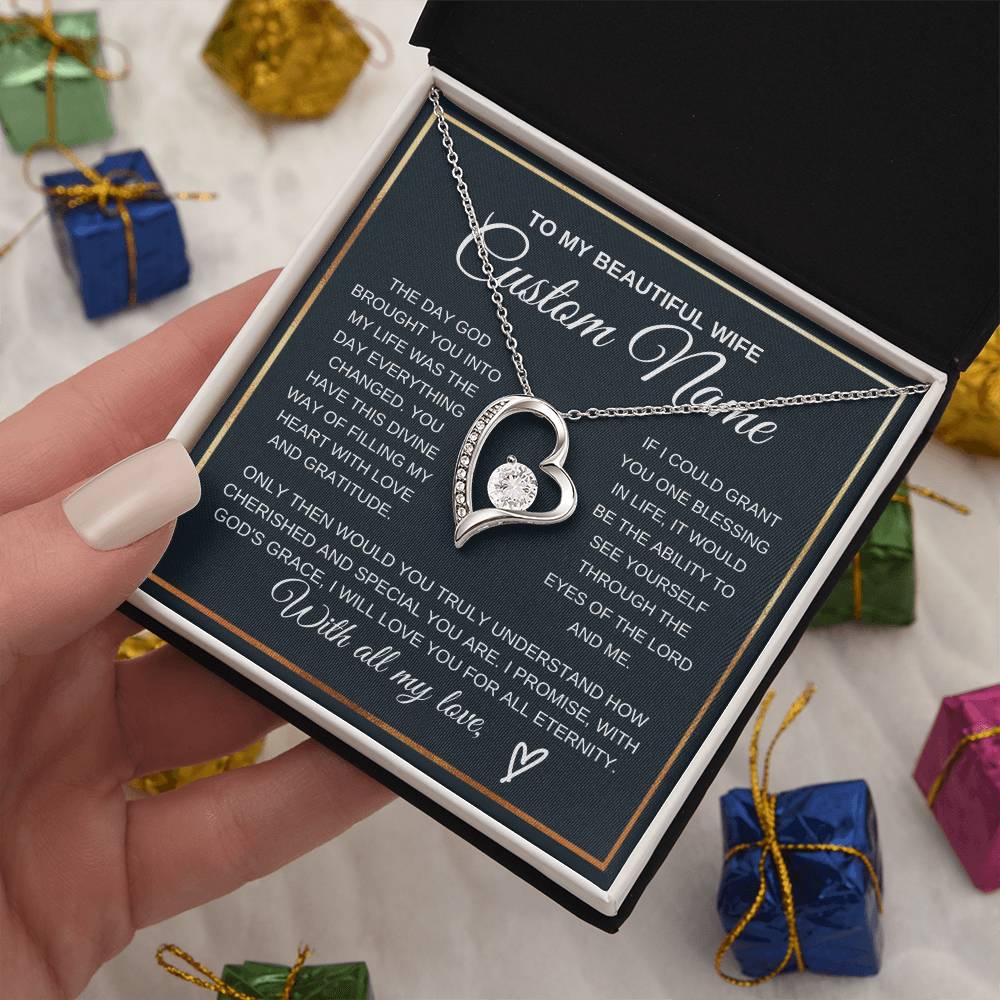 Personalized Gift to my Wife Forever Love Necklace 14k Gold Finish