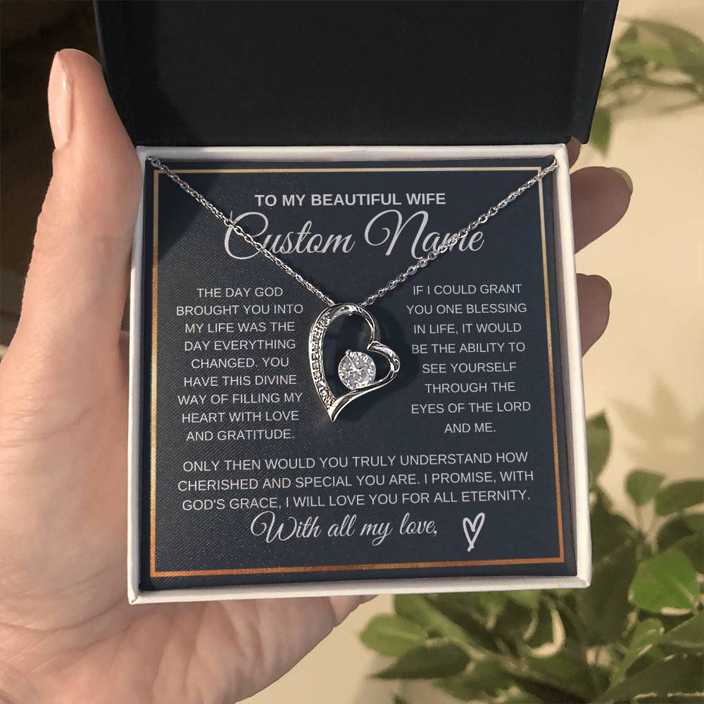 Personalized Gift to my Wife Forever Love Necklace 14k Gold Finish