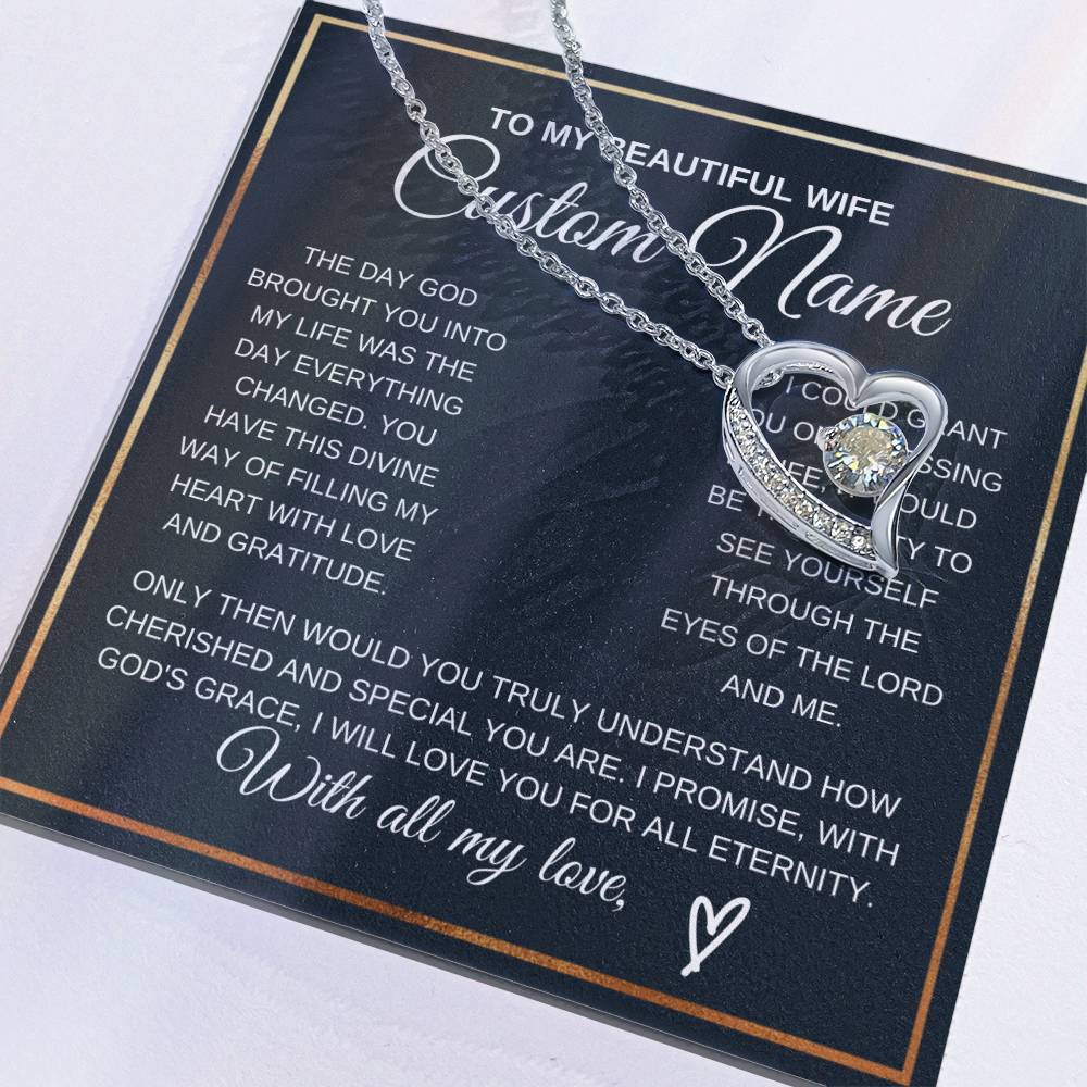 Personalized Gift to my Wife Forever Love Necklace 14k Gold Finish