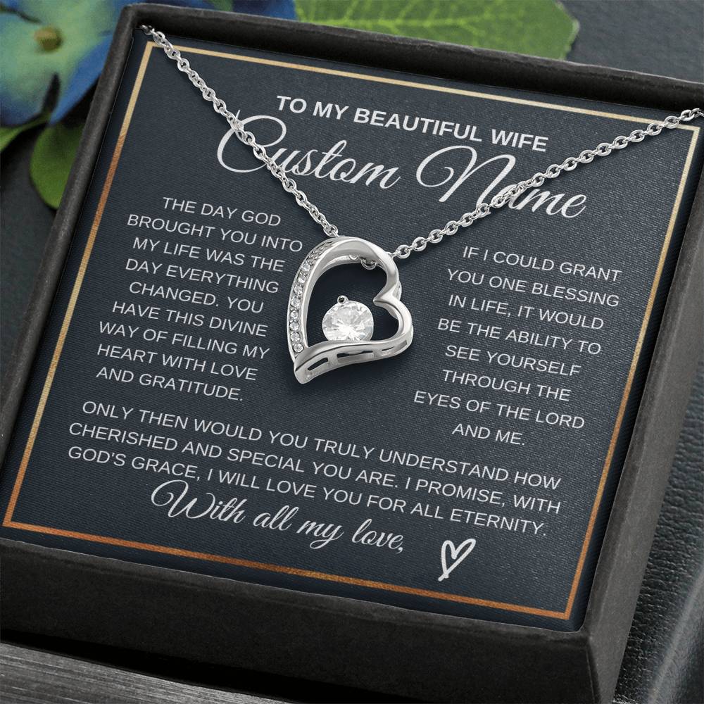 Personalized Gift to my Wife Forever Love Necklace 14k Gold Finish