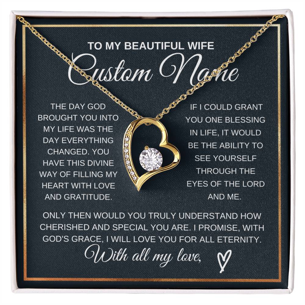 Personalized Gift to my Wife Forever Love Necklace 14k Gold Finish