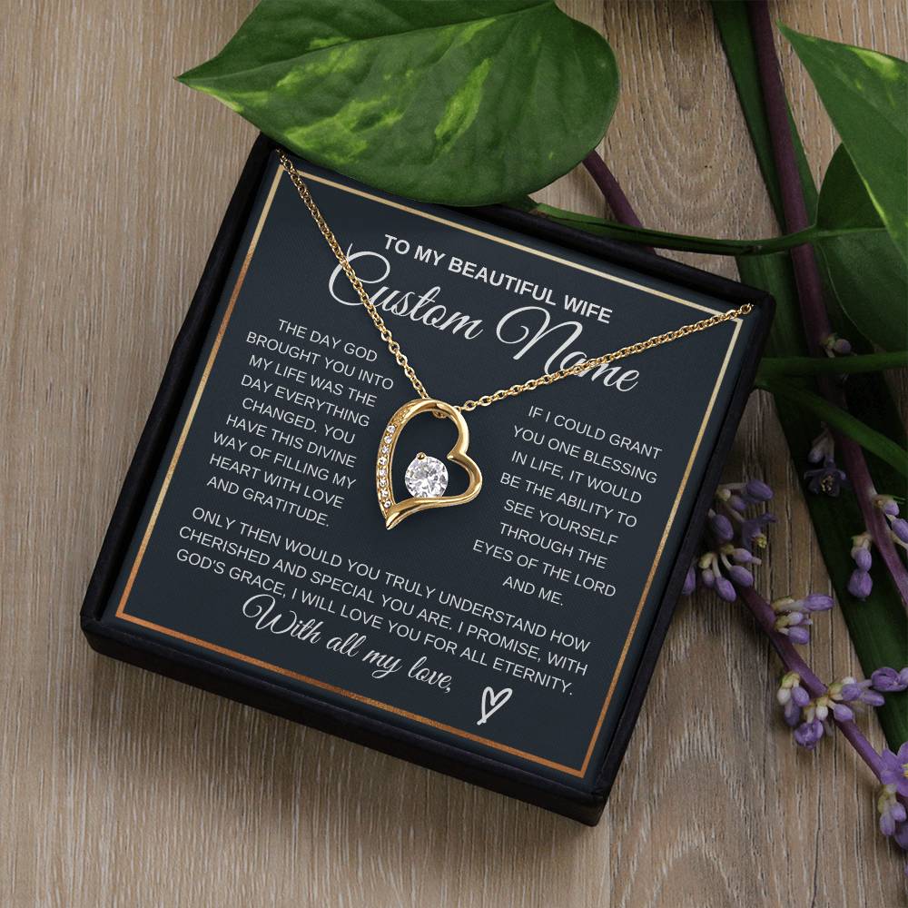 Personalized Gift to my Wife Forever Love Necklace 14k Gold Finish