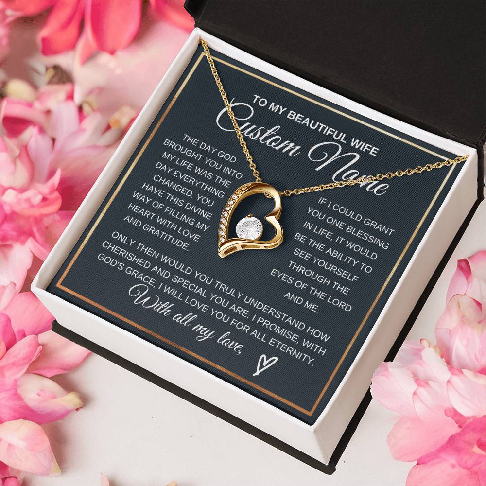 Personalized Gift to my Wife Forever Love Necklace 14k Gold Finish