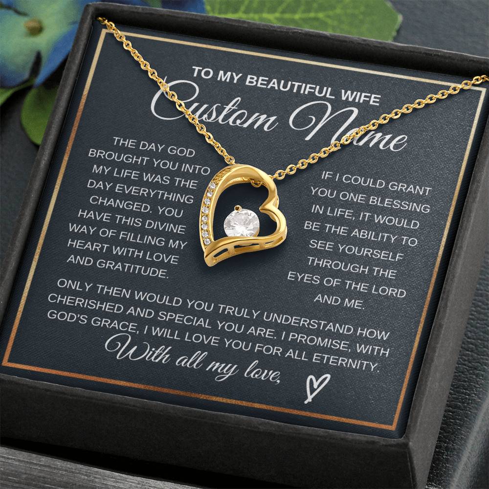 Personalized Gift to my Wife Forever Love Necklace 14k Gold Finish