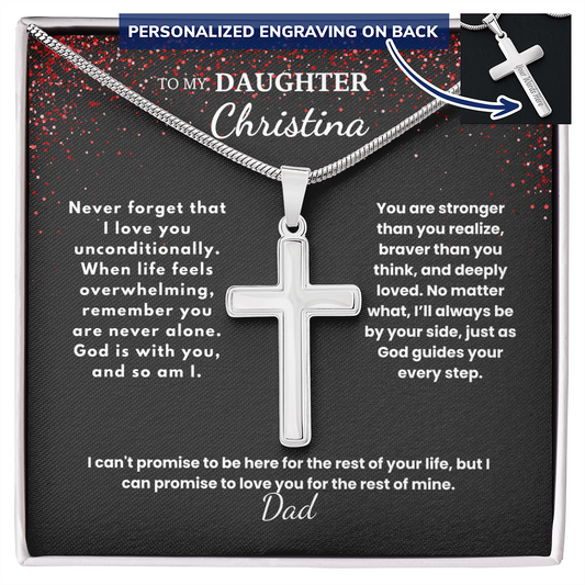 Father to Daughter Christian Gifts – Personalized Cross Necklace