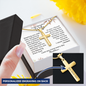 Wife Gift from Husband – Custom Engraved Cross Necklace, 18k Gold or Stainless Steel, Luxury Light Box, Christian Anniversary Gift