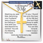Wife Gift from Husband – Custom Engraved Cross Necklace, 18k Gold or Stainless Steel, Luxury Light Box, Christian Anniversary Gift