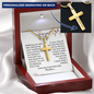 Wife Gift from Husband – Custom Engraved Cross Necklace, 18k Gold or Stainless Steel, Luxury Light Box, Christian Anniversary Gift