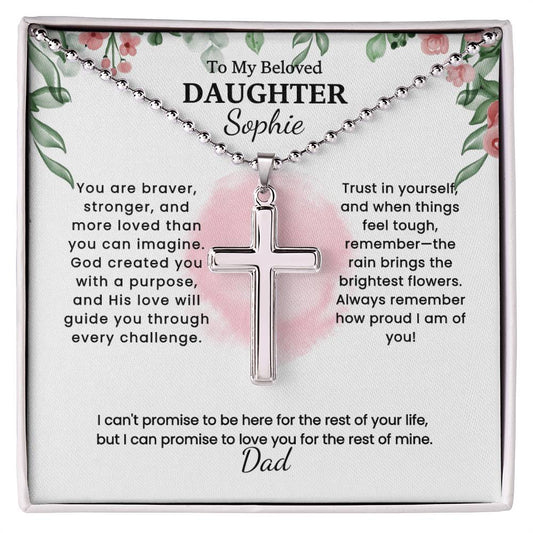 Timeless Bond Cross Necklace with Ball Chain for Daughter