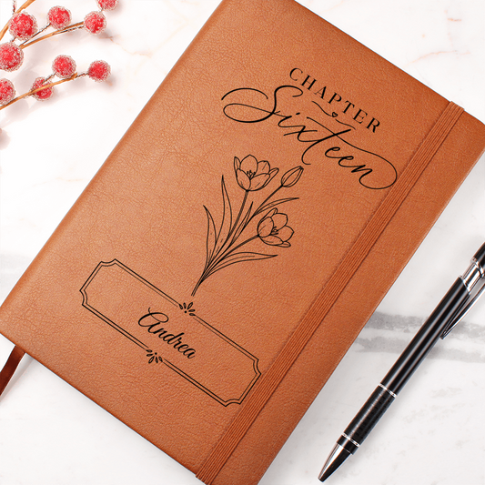 Personalized Sweet 16 journal tulip floral — custom name notebook for her | The Faith World