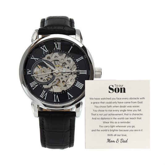 Openwork watch — Christian graduation gift for son from Mom and Dad | The Faith World