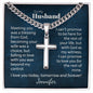 Cuban Link Chain with Engraved Cross - Gift for Husband