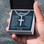 Cuban Link Chain with Engraved Cross - Gift for Husband