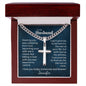 Cuban Link Chain with Engraved Cross - Gift for Husband
