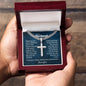 Cuban Link Chain with Engraved Cross - Gift for Husband