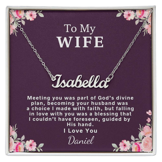 Cursive Name Necklace - Personalized Gift for Wife