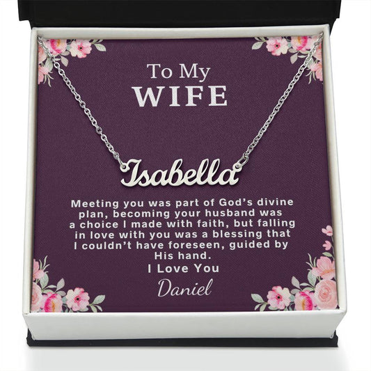 Cursive name necklace — personalized Christian gift for wife | The Faith World