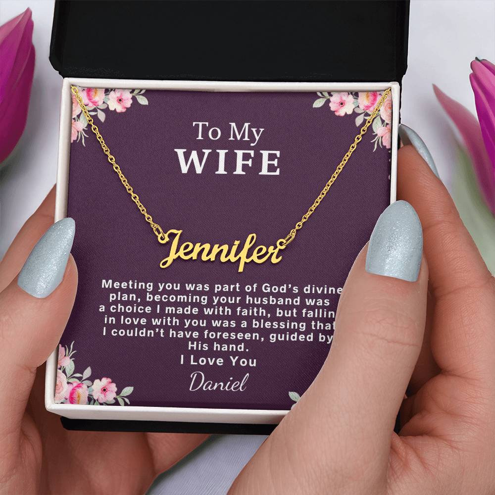 Cursive Name Necklace - Personalized Gift for Wife