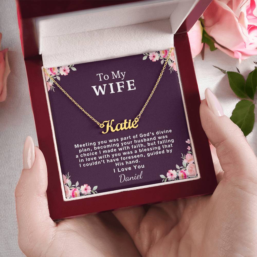 Cursive Name Necklace - Personalized Gift for Wife