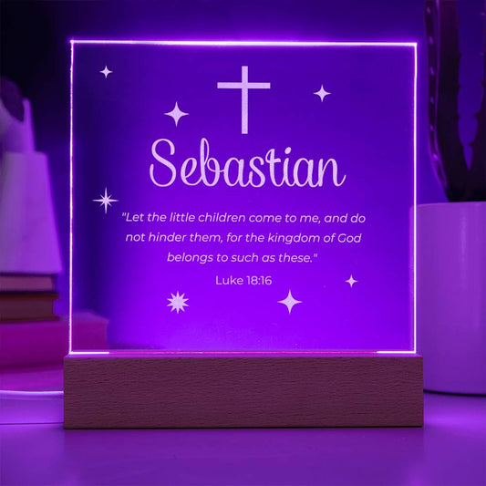 Personalized Engraved Baptism Acrylic Plaque gift with Verse Luke 18:16