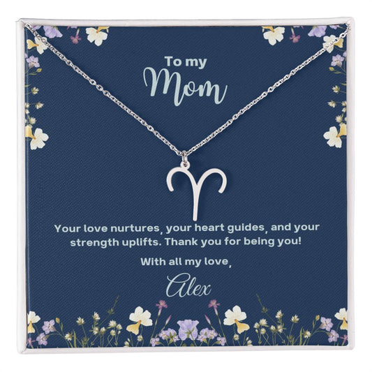 Zodiac Name Necklace for Moms - Personalized card