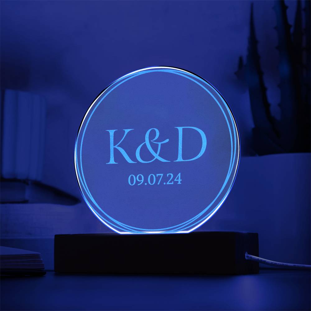 Copy of Personalized Engraved Acrylic Wedding Monogram with date, Custom Engagement gift , Original Wedding gift and night light