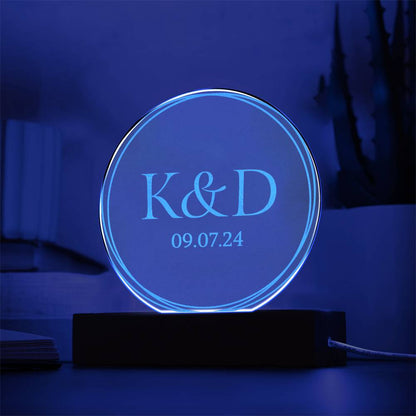 Copy of Personalized Engraved Acrylic Wedding Monogram with date, Custom Engagement gift , Original Wedding gift and night light