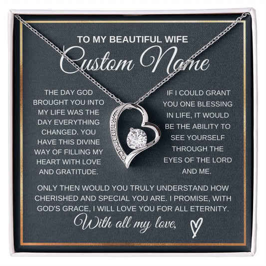Personalized Gift to my Wife Forever Love Necklace 14k Gold Finish