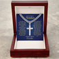 Grandson cross necklace lifestyle photo — personalized gift from grandpa | The Faith World
