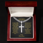 Grandson Cross Necklace from Grandma — You Are My Answered Prayer, Personalized Christian Gift, Cuban Link Chain