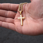 Grandson Cross Necklace from Grandma — You Are My Answered Prayer, Personalized Christian Gift, Cuban Link Chain