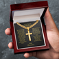 Grandson Cross Necklace from Grandma — You Are My Answered Prayer, Personalized Christian Gift, Cuban Link Chain