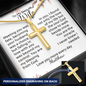 Wife Gift from Husband – Custom Engraved Cross Necklace, 18k Gold or Stainless Steel, Luxury Light Box, Christian Anniversary Gift